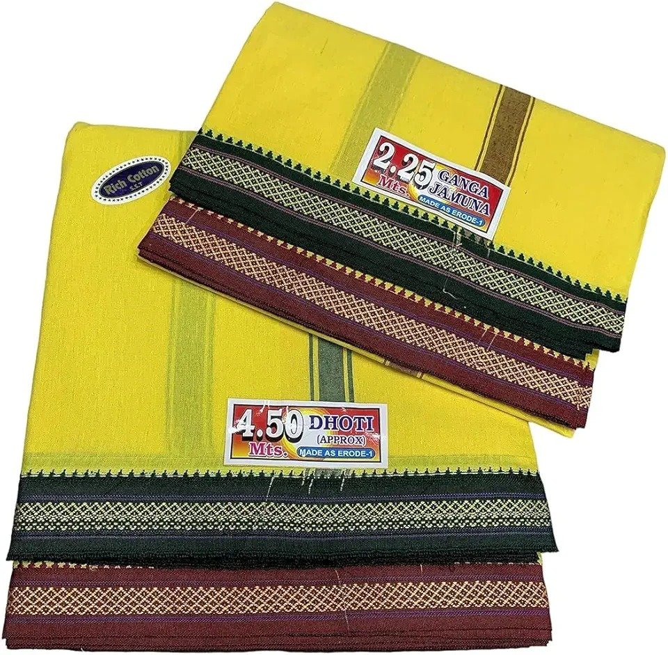 Premium Yellow Border Dhoti